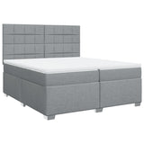 Sommier à lattes de lit avec matelas Gris clair 200x200cm Tissu