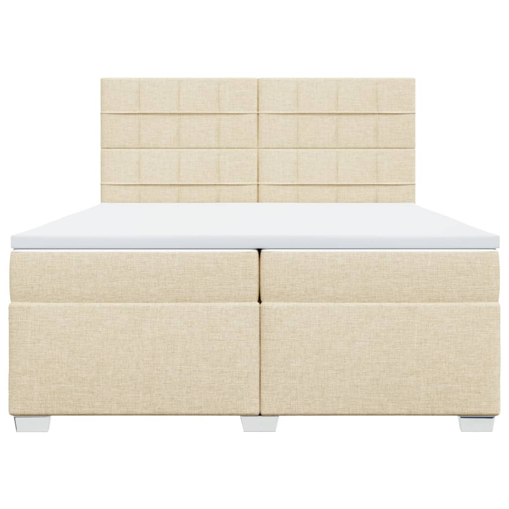 Bed slatted base with mattress Cream 200x200 cm Fabric