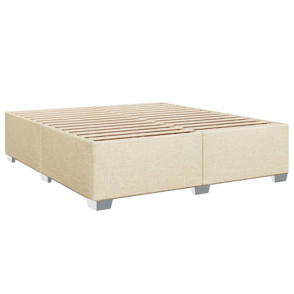 Bed slatted base with mattress Cream 200x200 cm Fabric