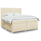 Bed slatted base with mattress Cream 200x200 cm Fabric