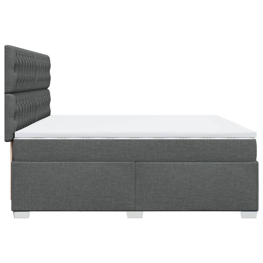 Sommier à lattes de lit avec matelas Gris foncé 200x200cm Tissu