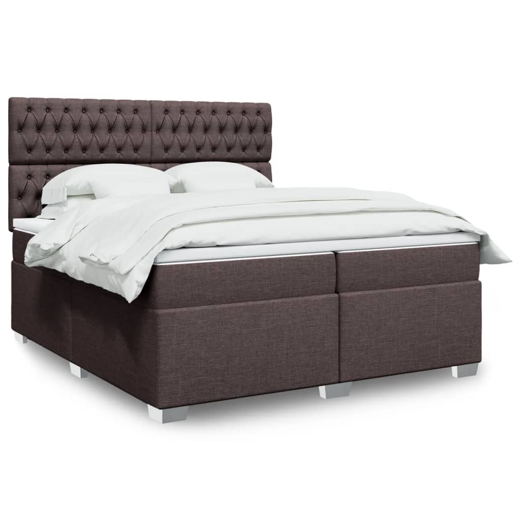 Slatted bed base with mattress Dark brown 200x200 cm