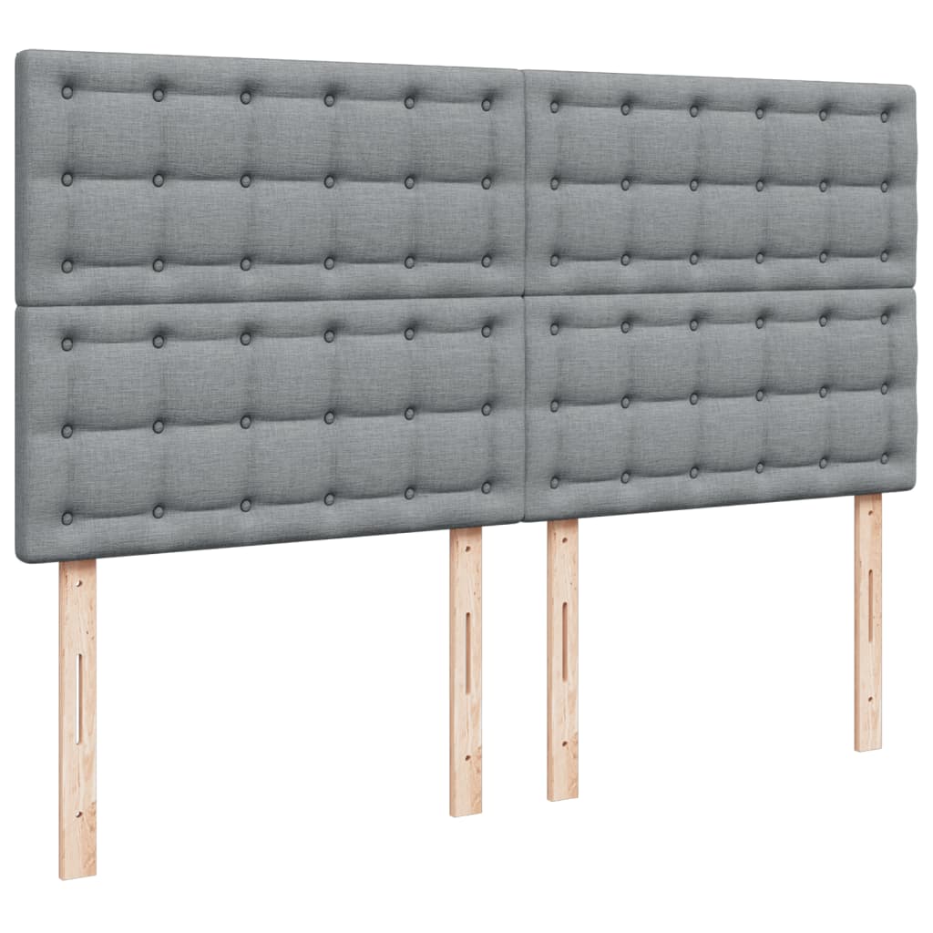 Sommier à lattes de lit avec matelas Gris clair 200x200cm Tissu