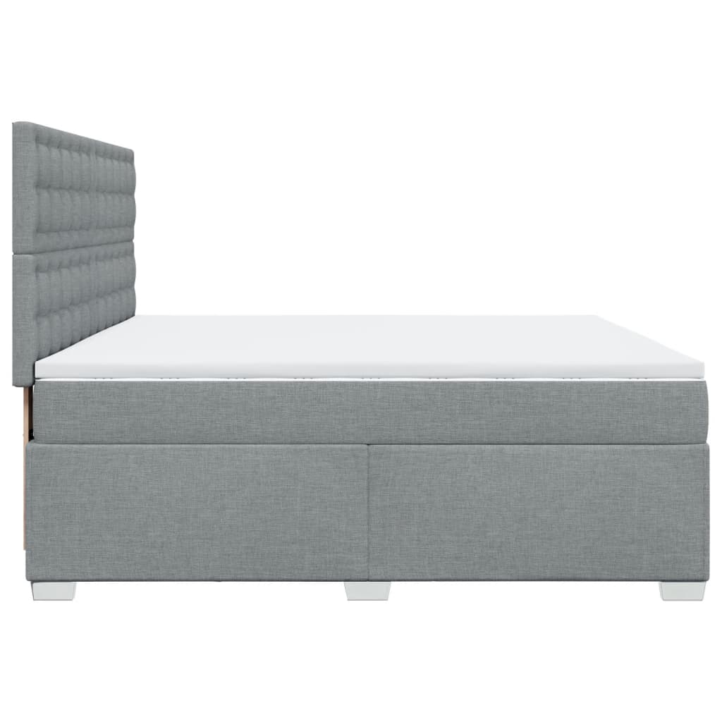 Sommier à lattes de lit avec matelas Gris clair 200x200cm Tissu