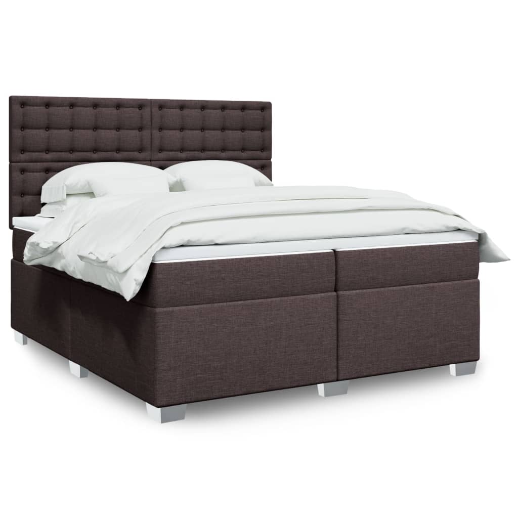 Slatted bed base with mattress Dark brown 200x200 cm