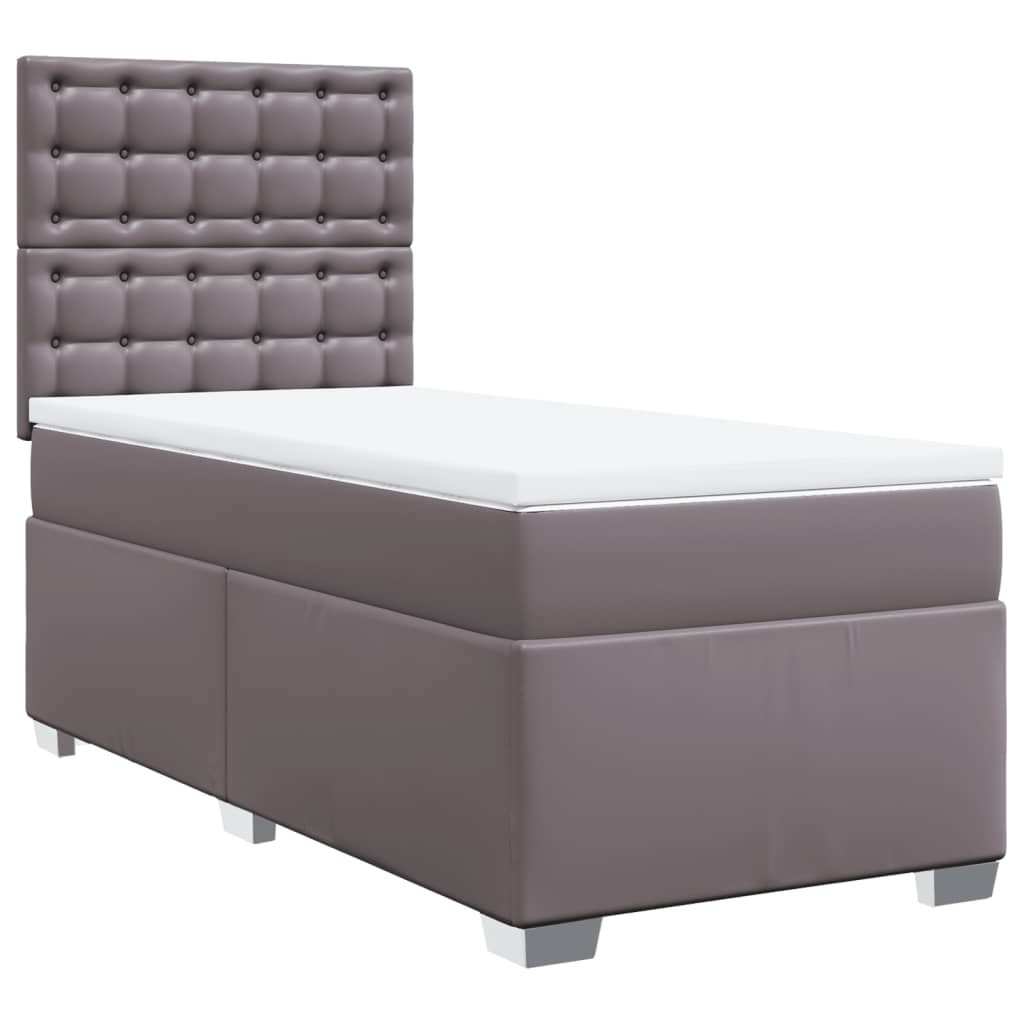 Slatted bed base with mattress Grey 90x190 cm Faux leather