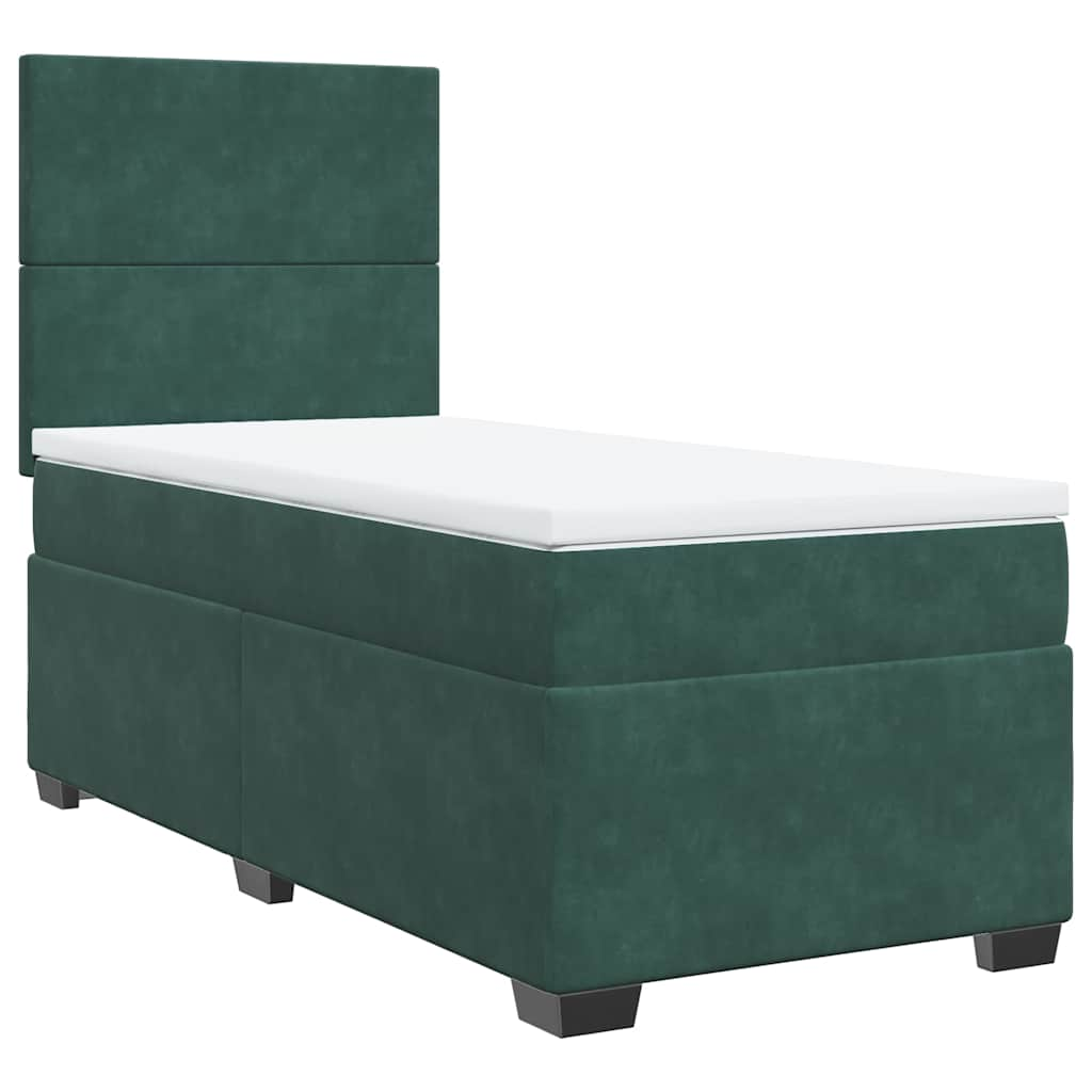 Slatted bed base with mattress Dark green 90x190 cm