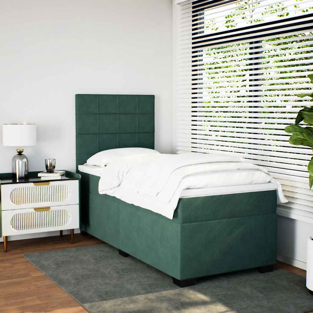 Slatted bed base with mattress Dark green 100x200 cm