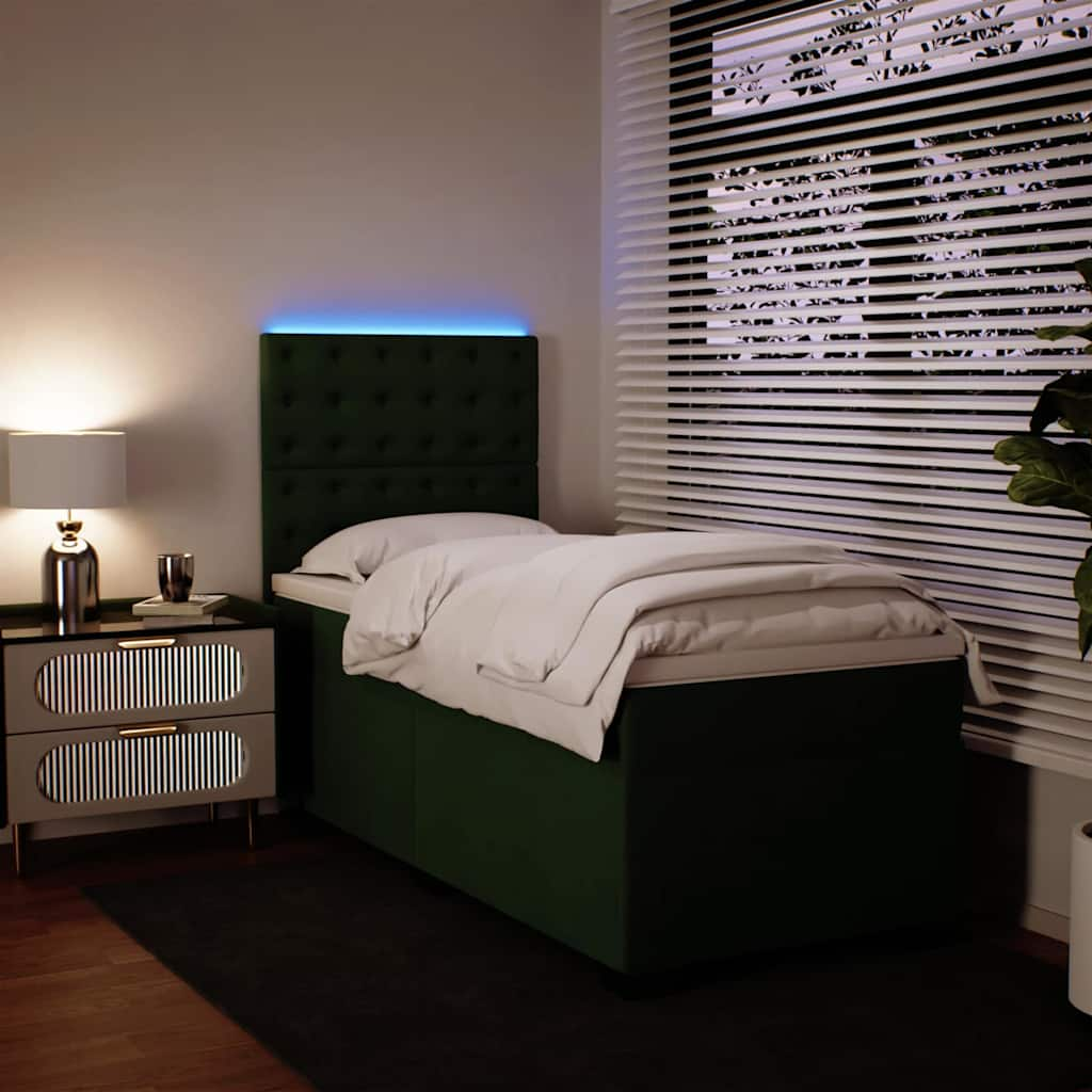 Slatted bed base with mattress Dark green 100x200 cm