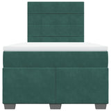 Dark Green 120x200cm Velvet Bed Slatted Base and Mattress