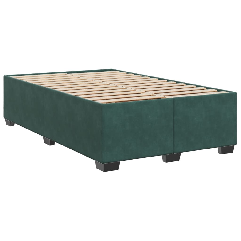 Dark Green 120x200cm Velvet Bed Slatted Base and Mattress