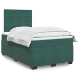 Dark Green 120x200cm Velvet Bed Slatted Base and Mattress