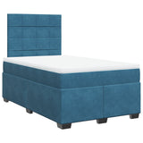 Slatted bed base and blue mattress 120x200 cm velvet