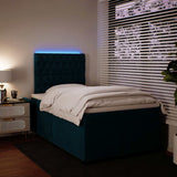 Slatted bed base and blue mattress 120x200 cm velvet