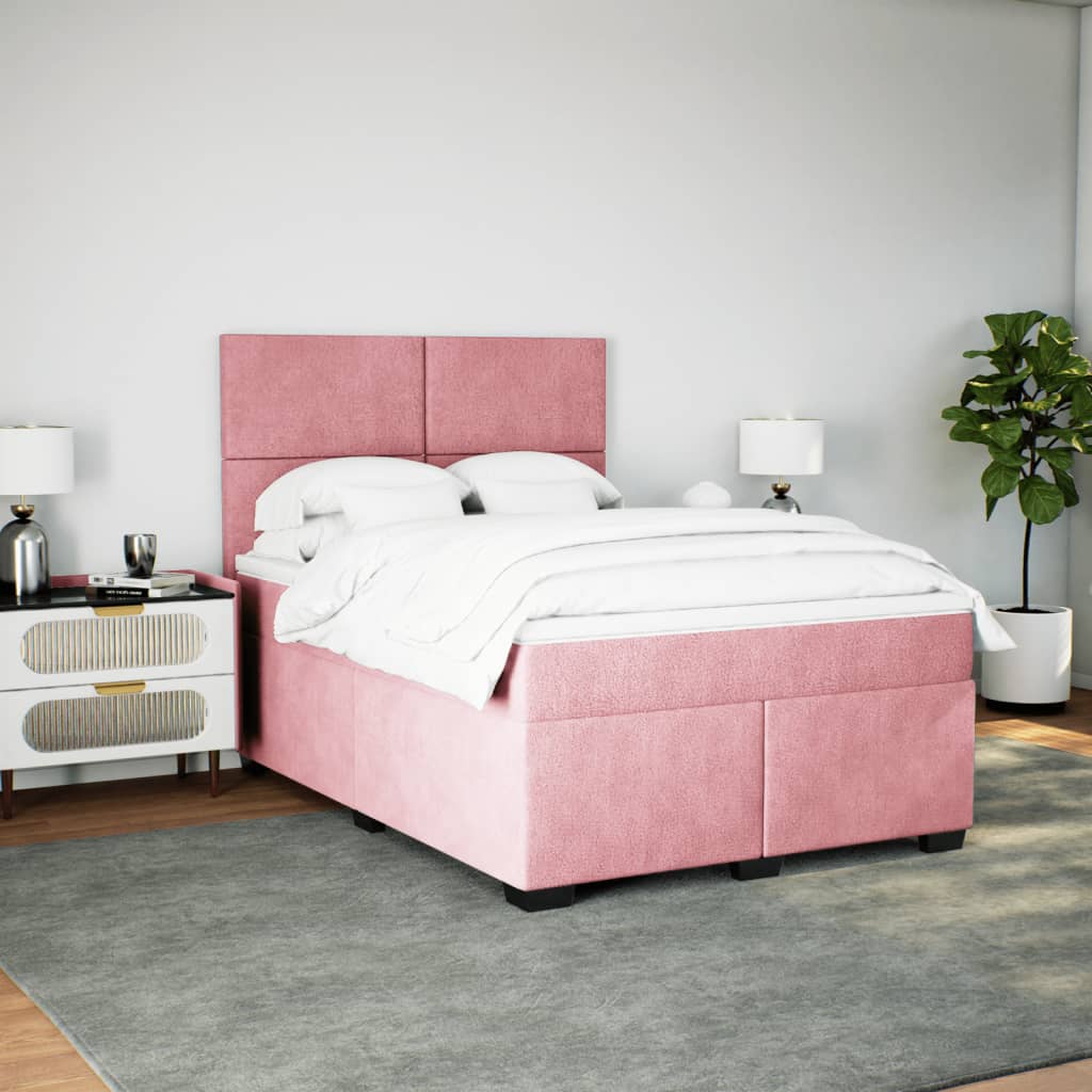 Slatted bed base with mattress Rose 140x190 cm Velvet