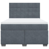 Dark Grey 140x200cm Velvet Bed Slatted Base and Mattress