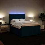 Slatted bed base and blue mattress 140x200 cm velvet