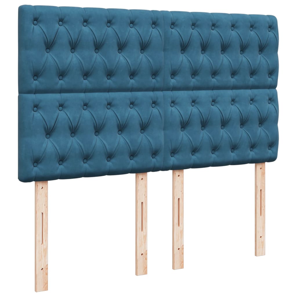 Slatted bed base and blue mattress 140x200 cm velvet