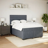 Dark Grey 140x200cm Velvet Bed Slatted Base and Mattress