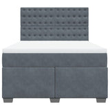 Dark Grey 140x200cm Velvet Bed Slatted Base and Mattress