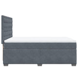 Dark Grey 140x200cm Velvet Bed Slatted Base and Mattress