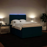 Slatted bed base and blue mattress 160x200 cm velvet