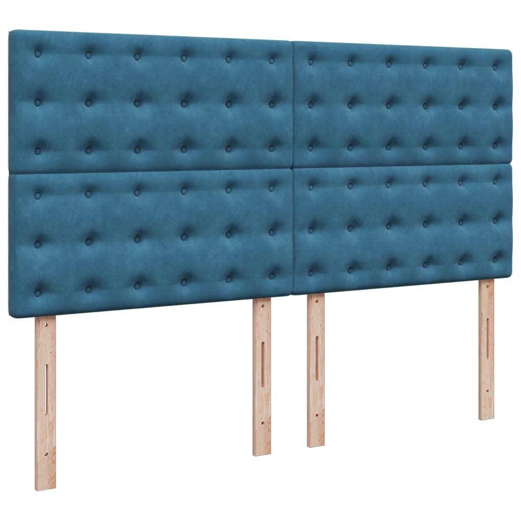 Slatted bed base and blue mattress 180x200 cm velvet