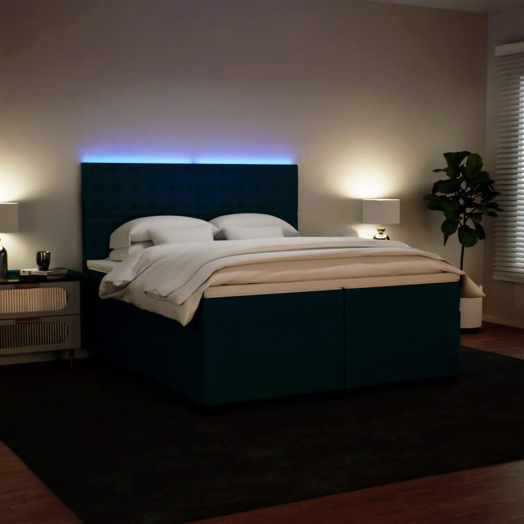 Slatted bed base and mattress Blue 200x200 cm velvet