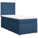 Slatted bed base with mattress Blue 80x200 cm Fabric