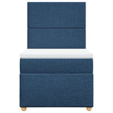 Slatted bed base with mattress Blue 80x200 cm Fabric