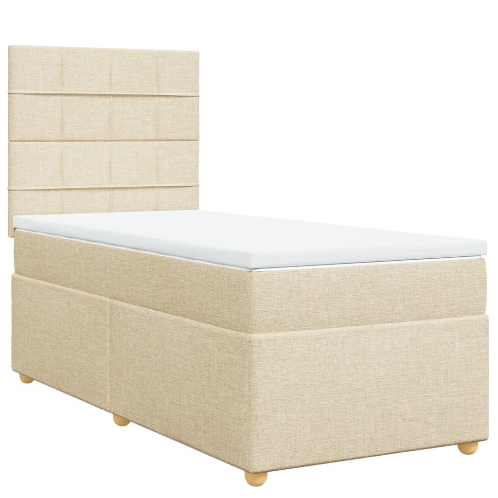 Sommier à lattes de lit avec matelas Crème 80x200 cm Tissu