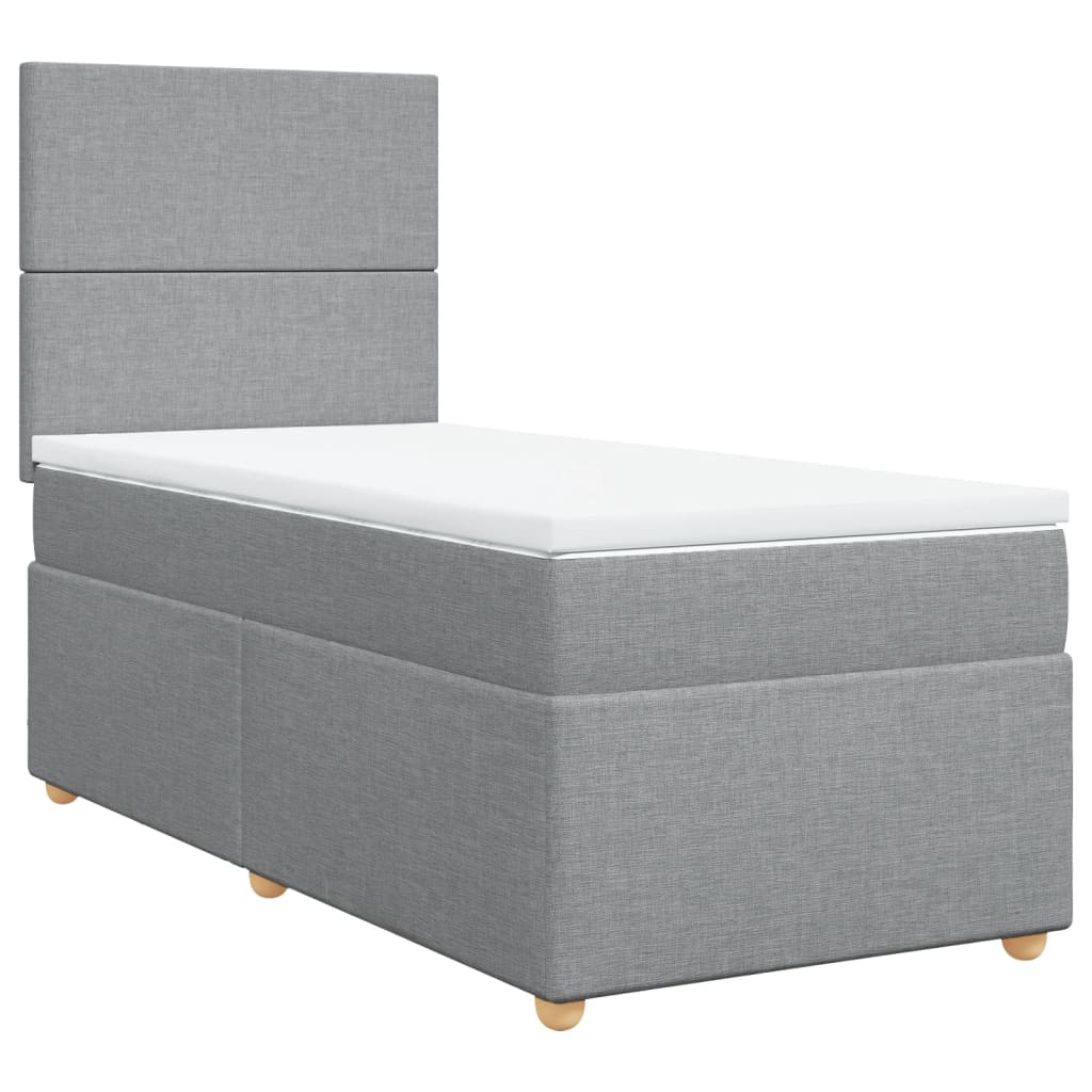 Sommier à lattes de lit avec matelas Gris clair 90x200 cm Tissu