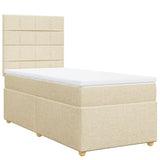 Sommier à lattes de lit avec matelas Crème 90x200 cm Tissu