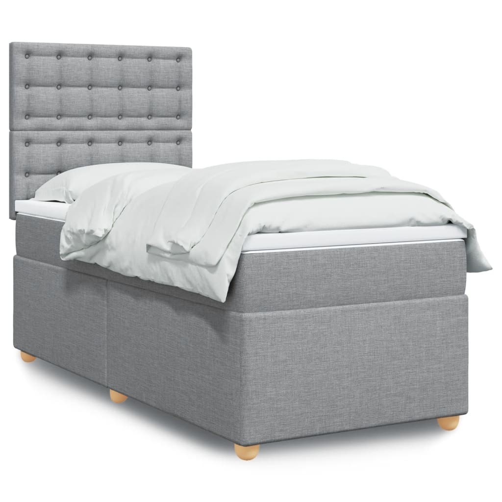 Sommier à lattes de lit avec matelas Gris clair 90x200 cm Tissu