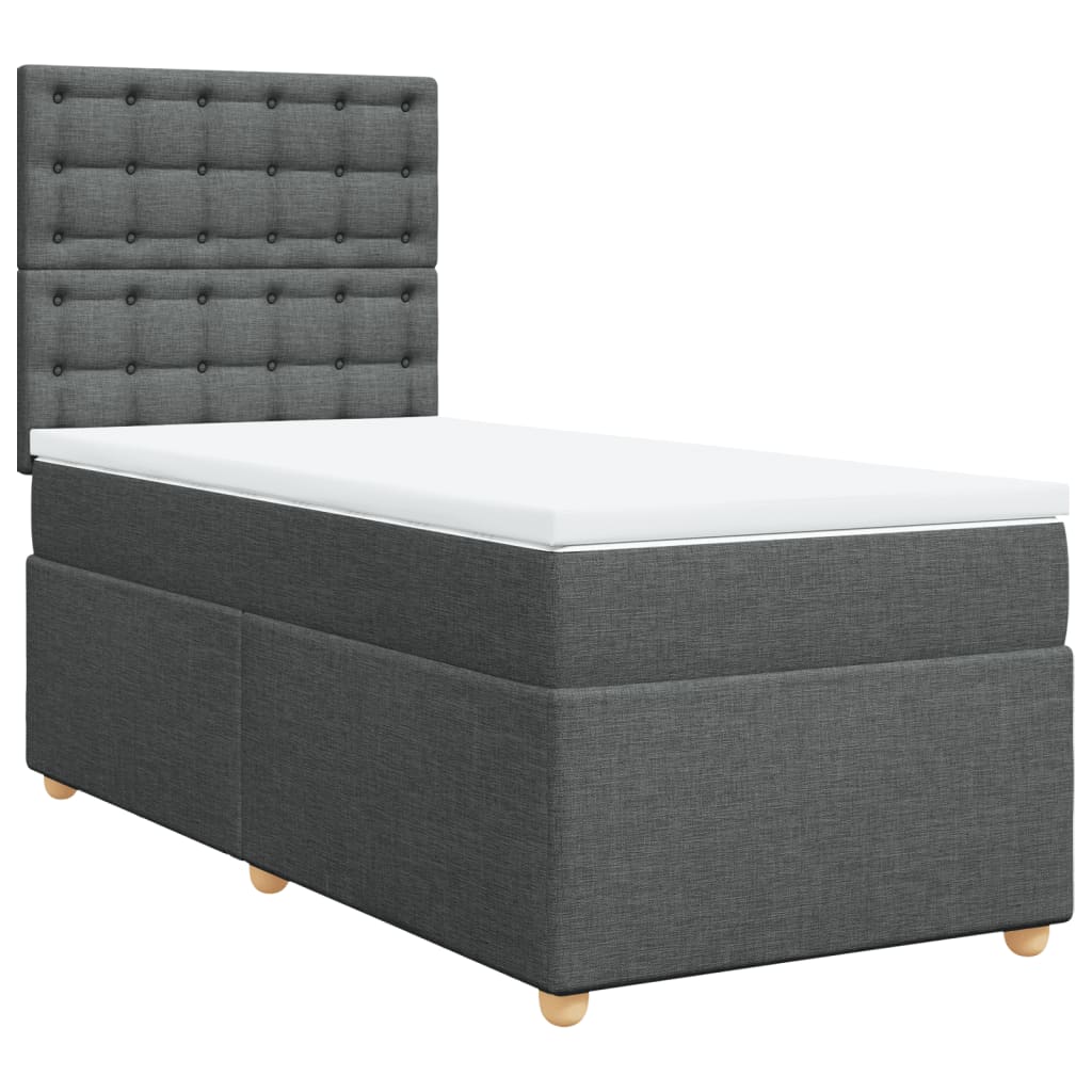 Sommier à lattes de lit avec matelas Gris foncé 90x200 cm Tissu