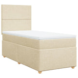 Bed slatted base with mattress Cream 100x200 cm Fabric