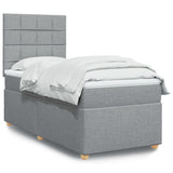 Slatted bed base with mattress Light grey 100x200cm Fabric