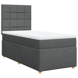 Sommier à lattes de lit avec matelas Gris foncé 100x200cm Tissu