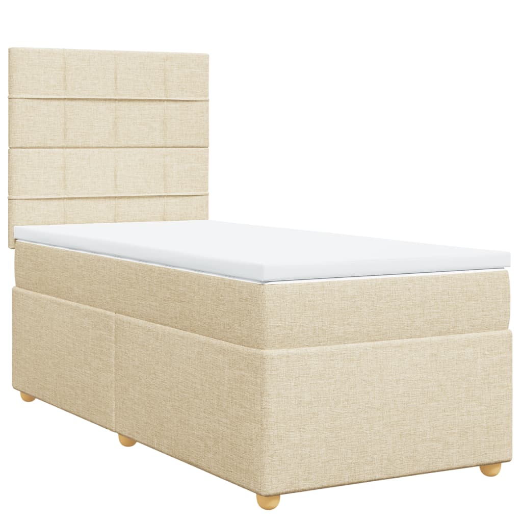 Bed slatted base with mattress Cream 100x200 cm Fabric