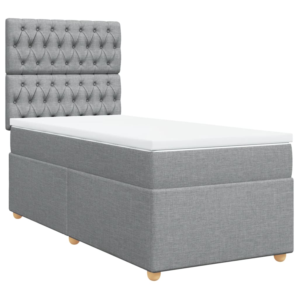 Sommier à lattes de lit avec matelas Gris clair 100x200cm Tissu