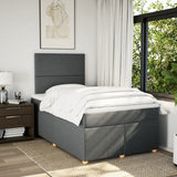 Slatted bed base with dark gray mattress 120x190cm fabric