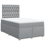 Light grey slatted bed base and mattress 120x190 cm fabric