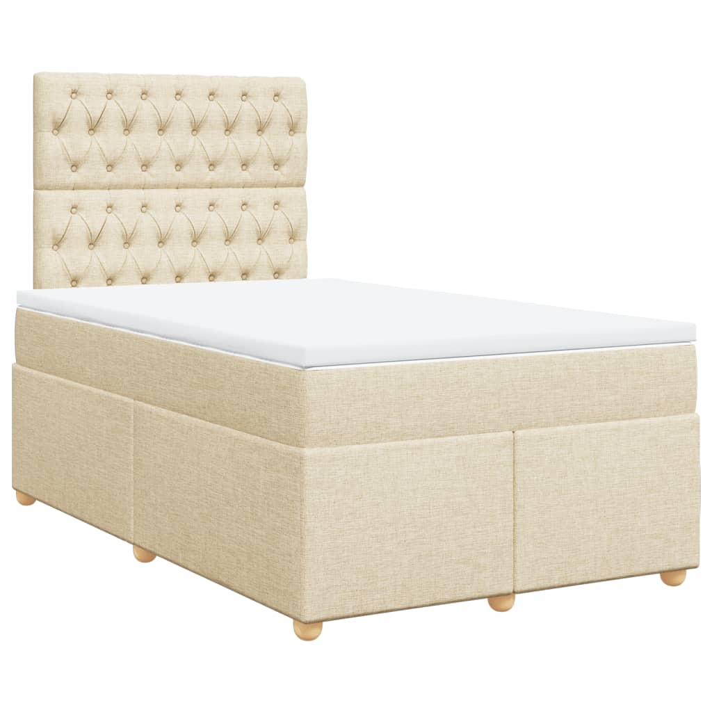 Slatted bed base with cream mattress 120x190 cm fabric