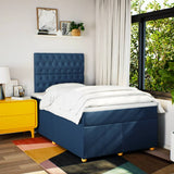 Slatted bed base with blue mattress 120x190 cm fabric