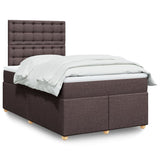 Dark brown slatted bed base and mattress 120x190cm fabric