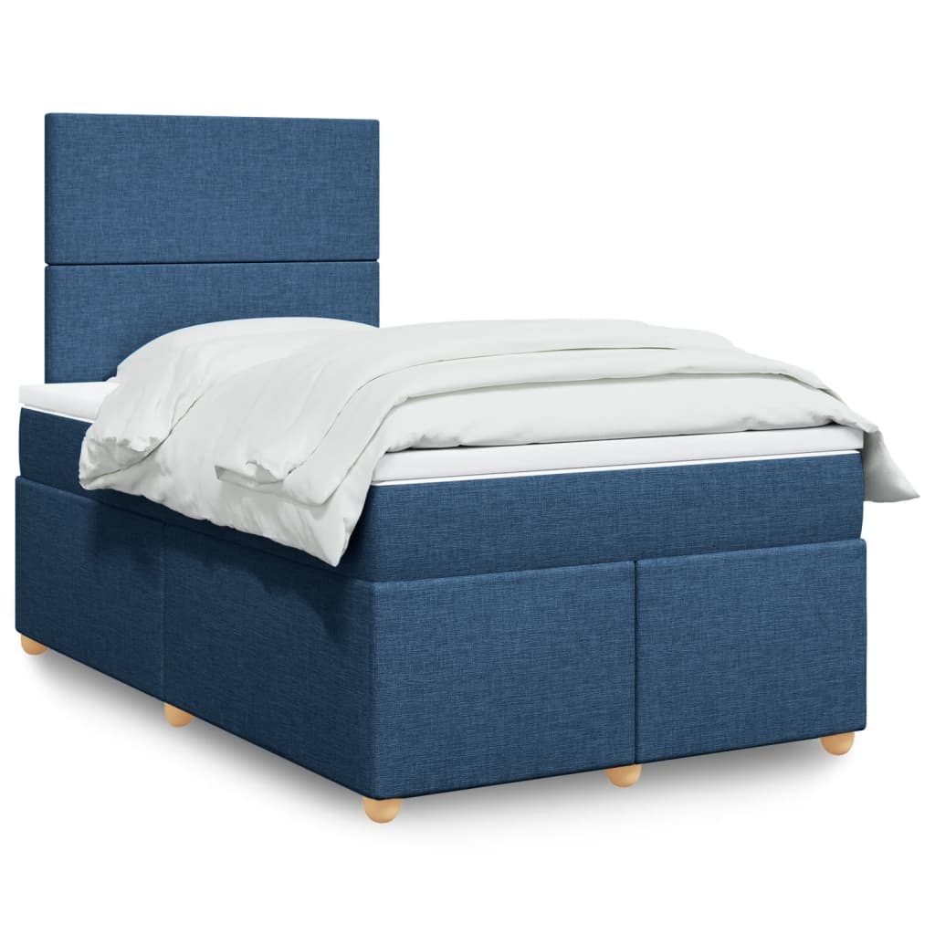 Slatted bed base with mattress Blue 120x200 cm Fabric