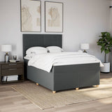 Slatted bed base with mattress Dark grey 140x190cm Fabric