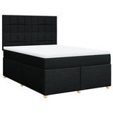 Sommier à lattes de lit avec matelas Noir 140x190 cm Tissu