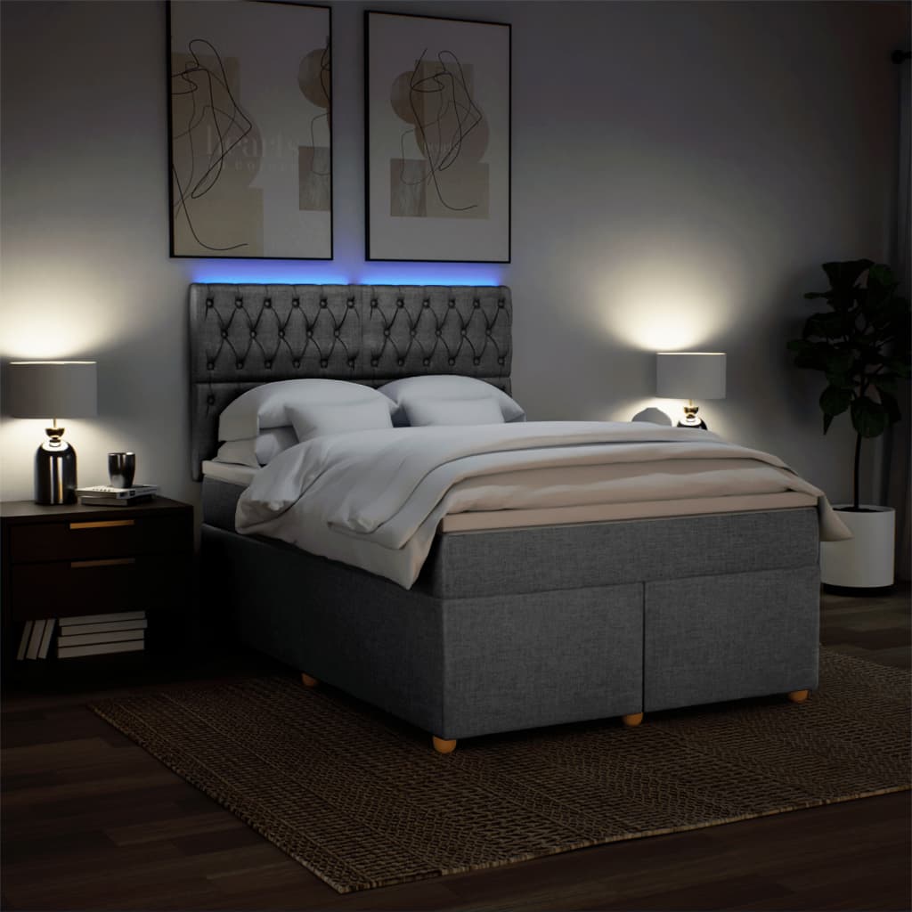 Slatted bed base with mattress Light grey 140x190cm Fabric