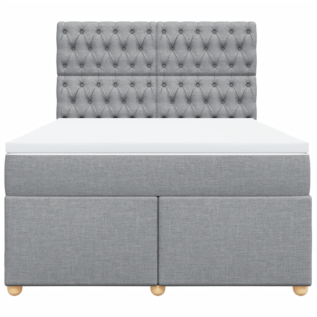 Sommier à lattes de lit avec matelas Gris clair 140x190cm Tissu